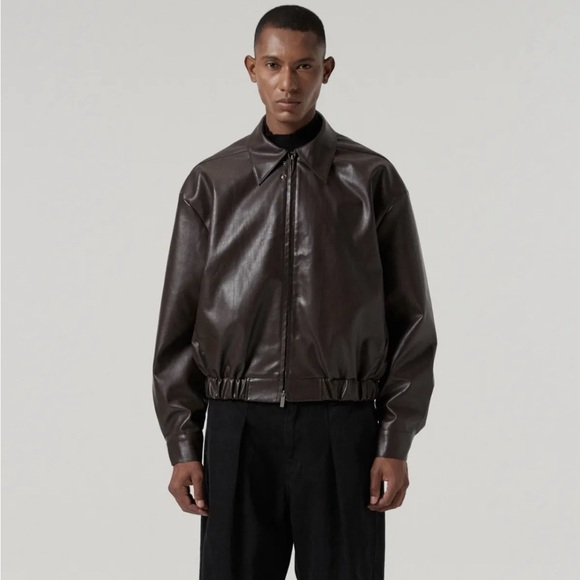 Musinsa LEMARD (Korean brand) Men's Brown Bomber Jacket Vegan Leather size M - Picture 1 of 12